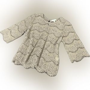 Paper + Tee NWT Neutral Sheer Lace/Eyelet Blouse